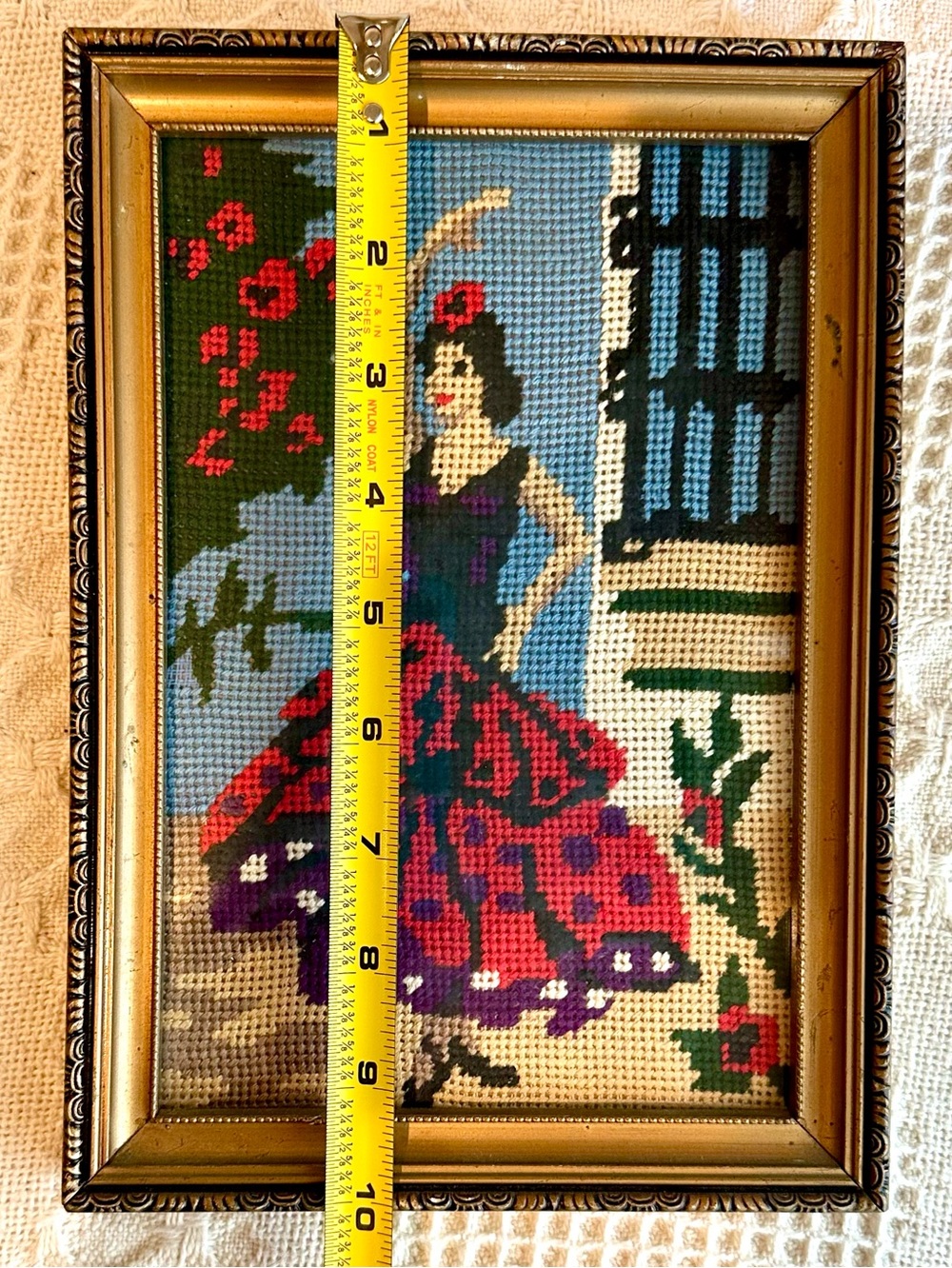 Vtg. 70's Needlepoint
Tapestry Flamenco
Dancer Gold Frame Wall
Art Decor MCM - Picture 7 of 10